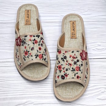 Женские домашние тапочки, тм Белста, открытый носок и открытая пятка, бежевый цвет.