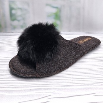 Женские паркетные тапочки, тм Белста фетровые коричневые пушок