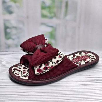 Женские домашние тапочки, тм Белста, бант, бордовые