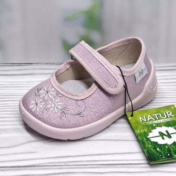 Детские текстильные тапочки тм Natur, для девочки розовые