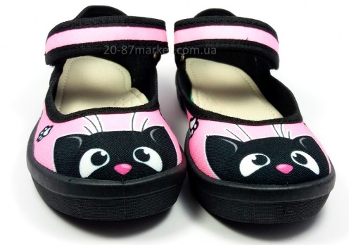 Тапочки на липучке с принтом кошечки