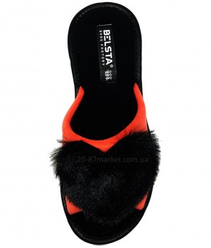 Тапочки с пушком в виде сердца