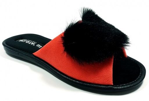 открытые женские тапочки кораллового цвета