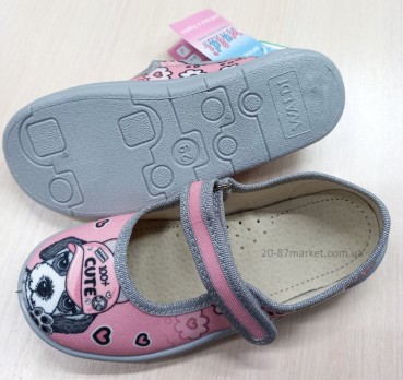 Капці на ліпучках, рожеві, для дівчінки, підошва сіра