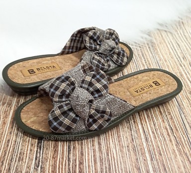 Женские тапочки с украшением - цветочек, стелька пробка