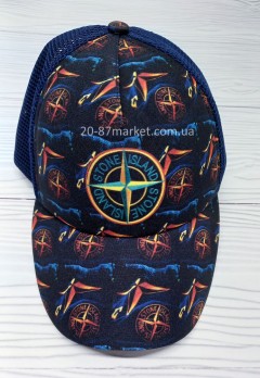 Детская бейсболка, синяя, модный принт и вышивка