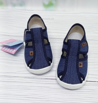 Тапочки Валди для мальчика, на высокий подъём, синие джинс