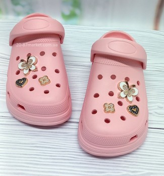 кроксы для девочки, стразы, джибитсы, розовые